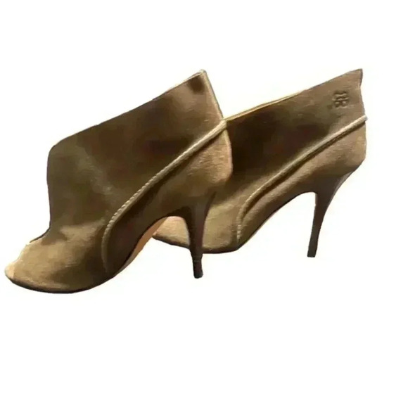 Coach Open Toe Dark Olive Green Suede Ankle Boot /High Heel - Picture 7 of 16